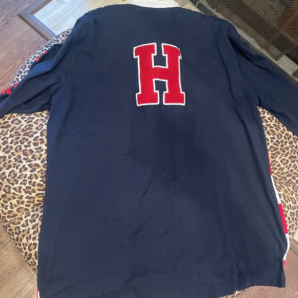 VTG Tommy Hilfiger Colorblock big patch multicolor Polo slim fit XXl - Picture 9 of 9